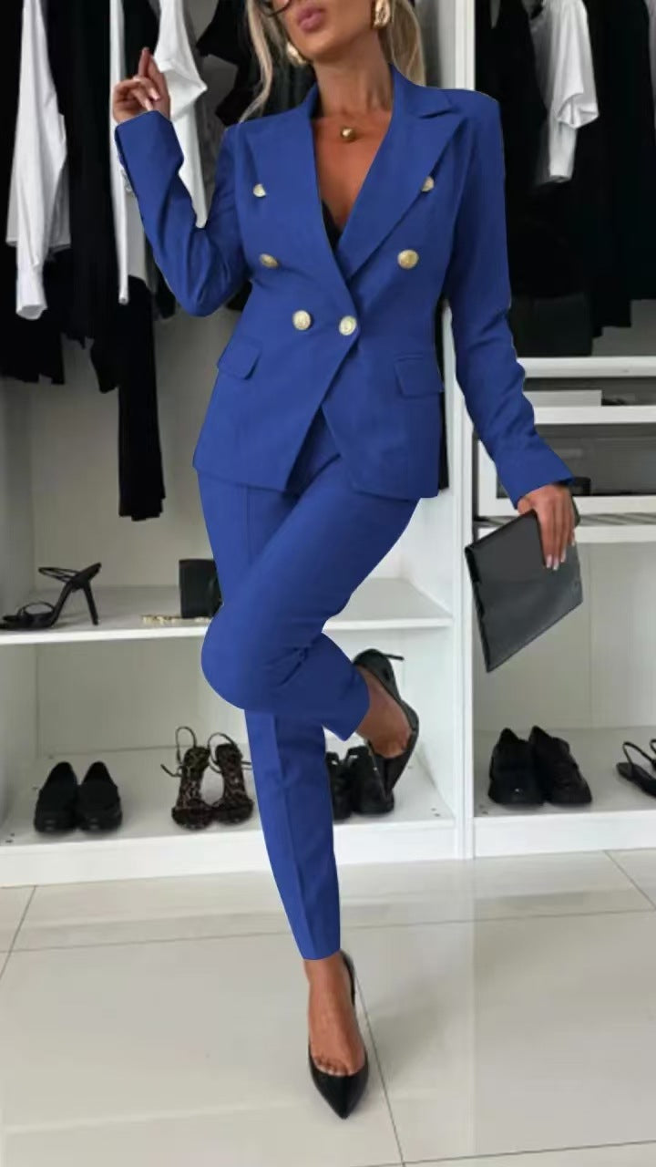 New All-matching Casual Suit Lapel Button-down Jacket And Slim-fit Trousers For Women's Office Business Set Clothing NorixaFashion.com