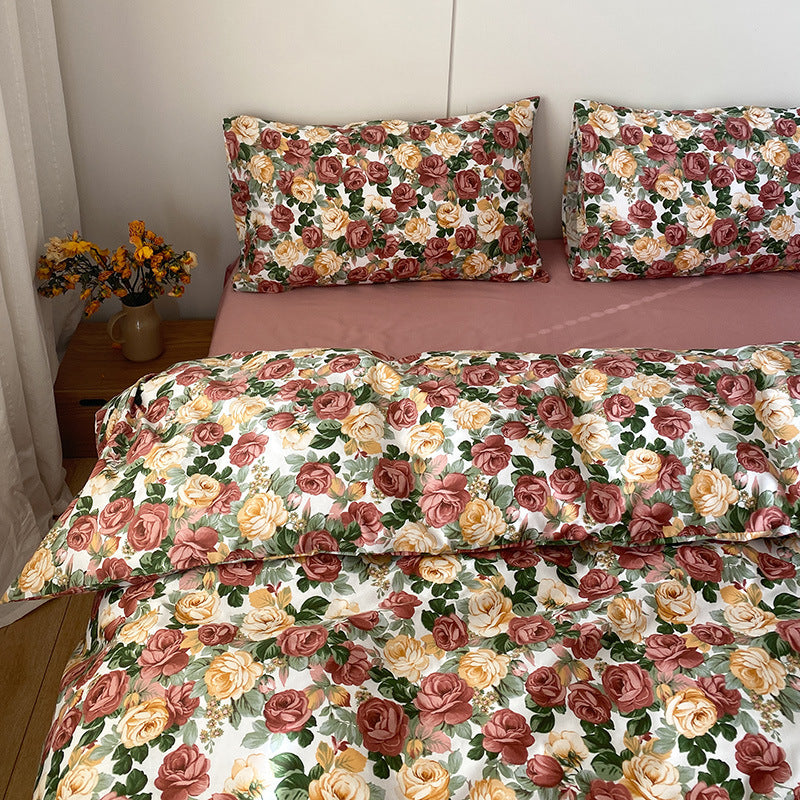 Four-piece Cotton Retro Bed Sheet Duvet Cover Student Dormitory