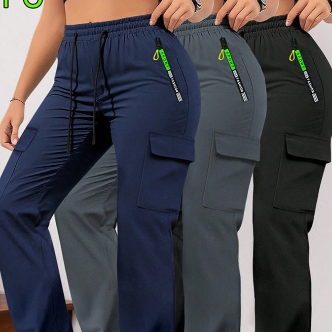 Women's Casual Retro Large Pocket Casual Pants LadyShow.Store