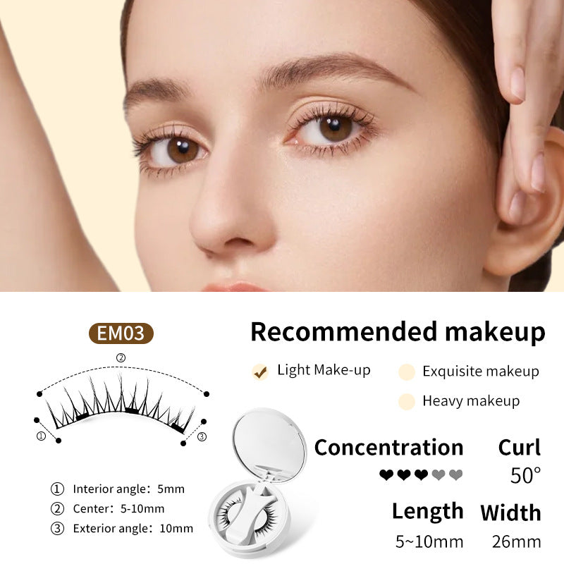 Magnetic False Eyelashes Integrated Storage Box Glue-free Magnet False Eyelashes Natural Makeup Tools With Applicater LadyShow.Store