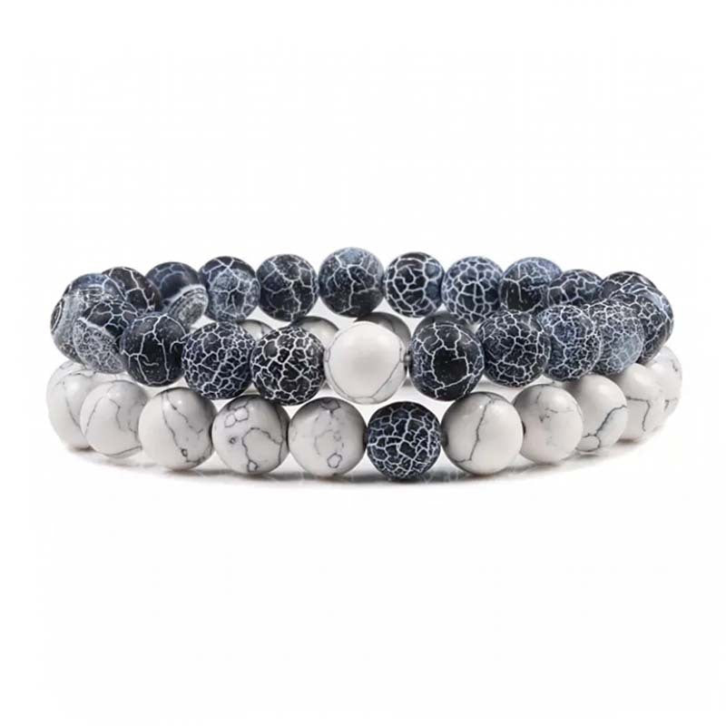 Natural Volcanic Stone White Pine Red Pine Tiger Eye Beaded Set LadyShow.Store