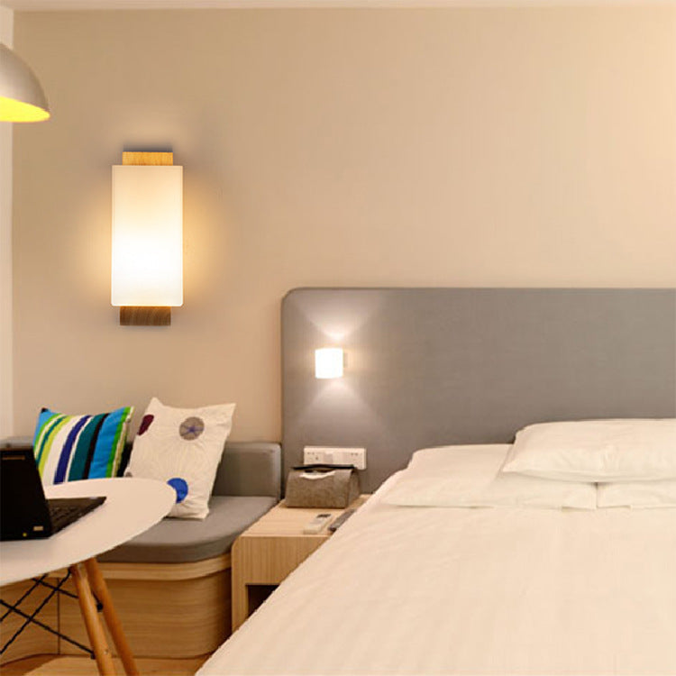 Creative Japanese Bedside Solid Wood Wall Lamp PearlNestDecor.com