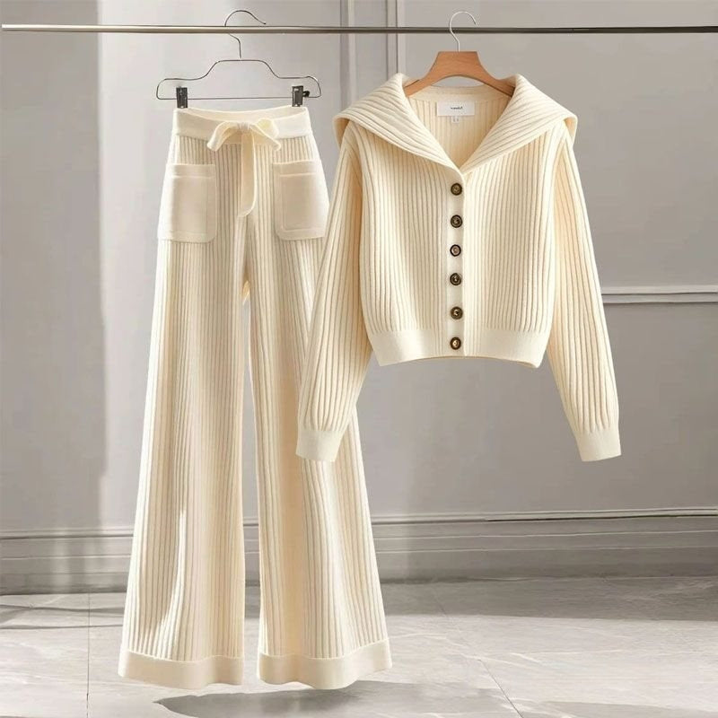 Women's Elegant, Soft And Versatile Knitted Top With Casual Straight-leg Pants LadyShow.Store