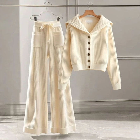Women's Elegant, Soft And Versatile Knitted Top With Casual Straight-leg Pants LadyShow.Store
