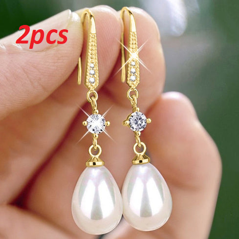 Women's All-match Baroque Drop-shaped Artificial Pearl Earrings