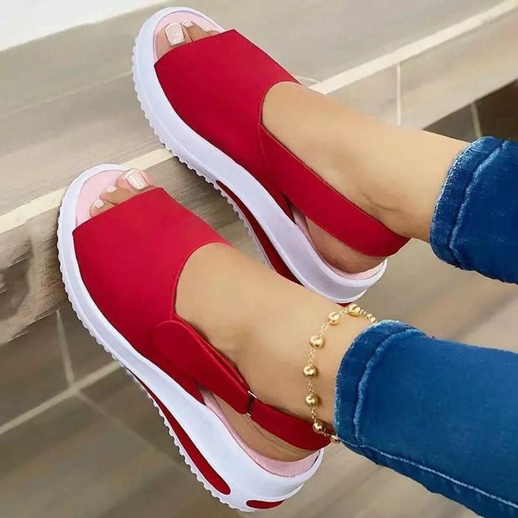 Large Size Thick Sole Heightening Women's Single Shoes Velcro Casual Fish Mouth Sandals LadyShow.Store