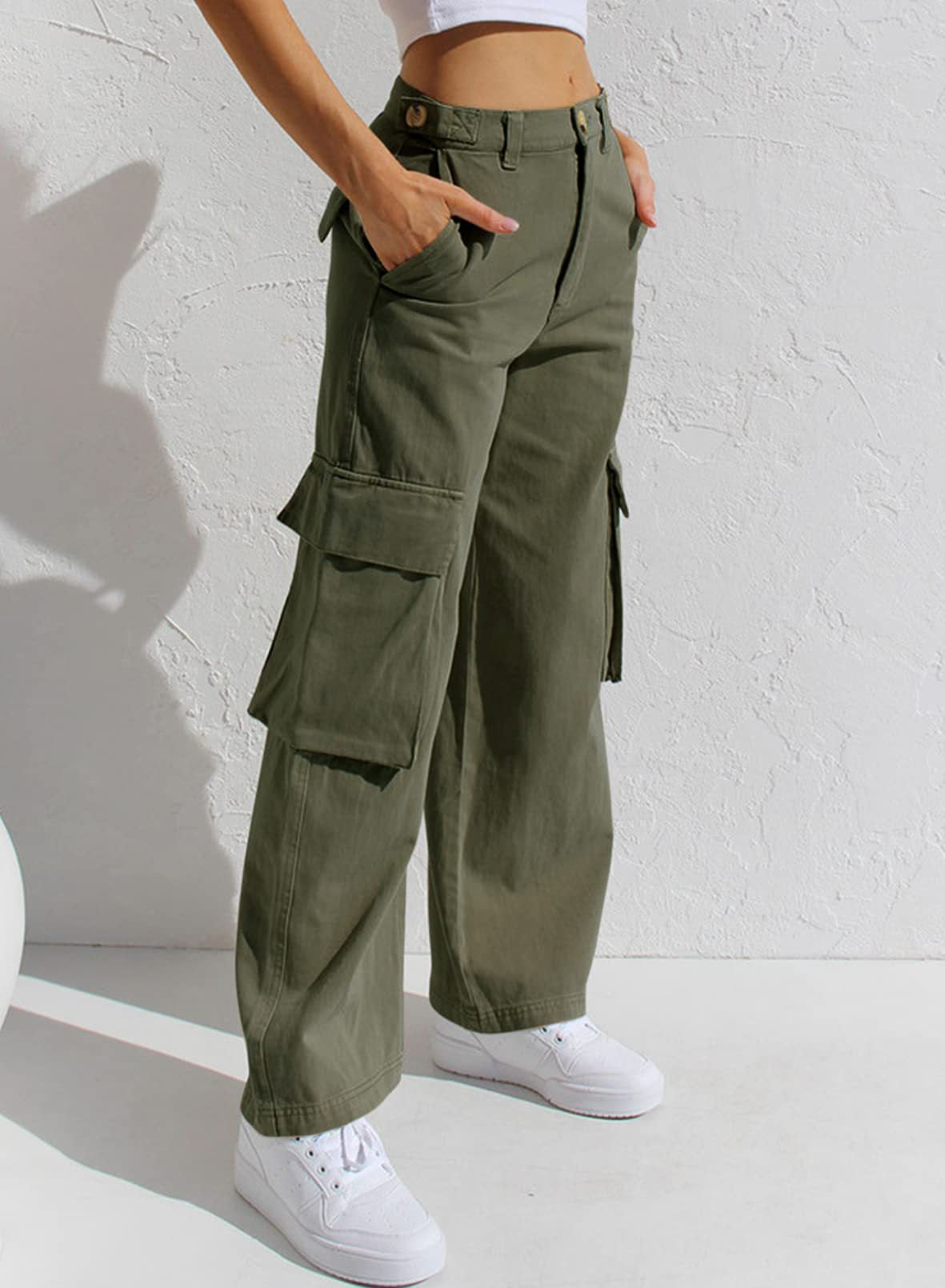 Women's Multi-pocket Workwear Loose Casual Denim Trousers NorixaFashion.com