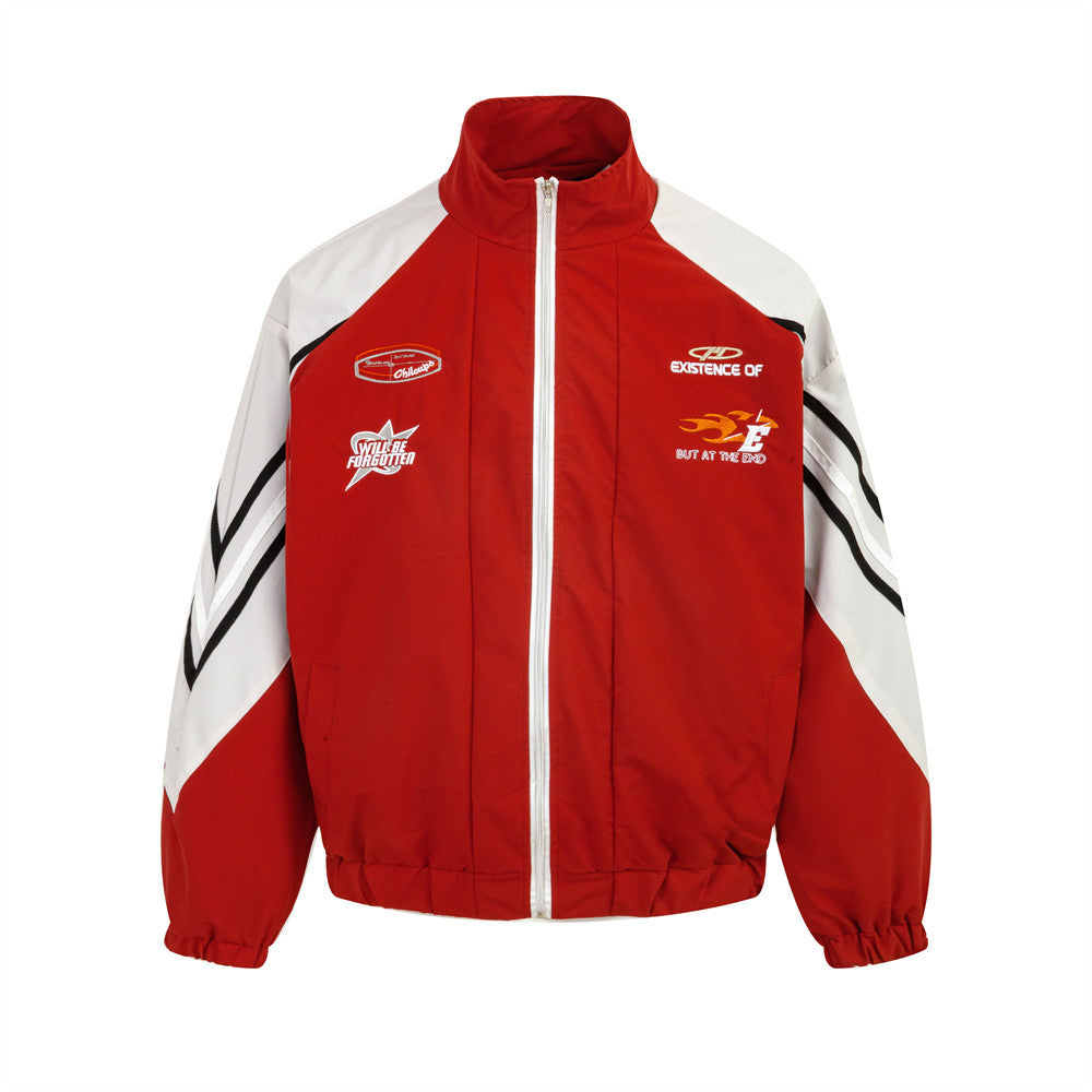 Motorcycle Racing Suit Jacket Stitching Contrast Color Design Sense Men LadyShow.Store