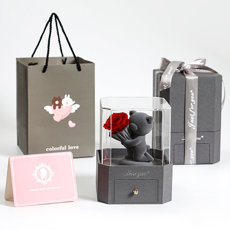 Flocking Bear Gift Box Valentine's Day LadyShow.Store