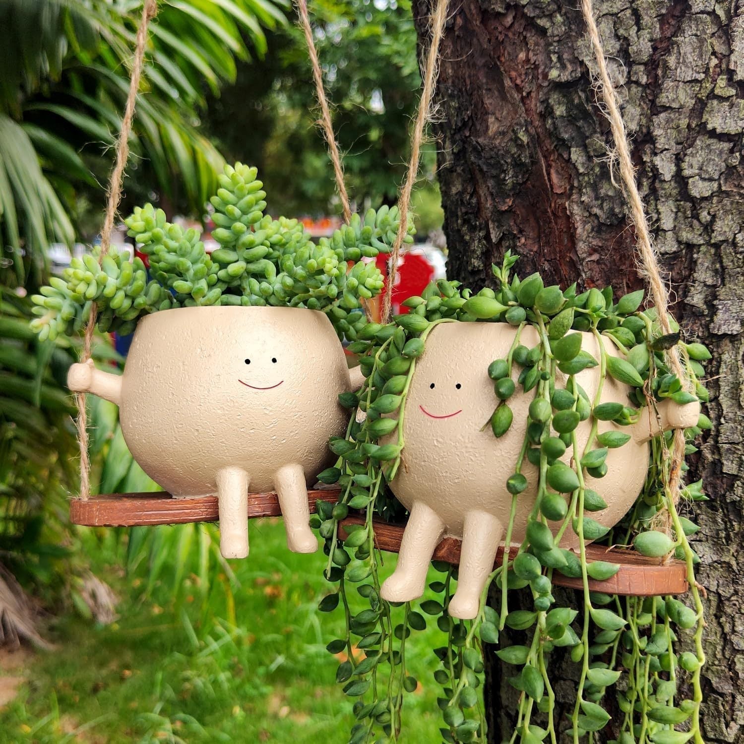 Hanging Swing Face Planter Pot PearlNestDecor.com