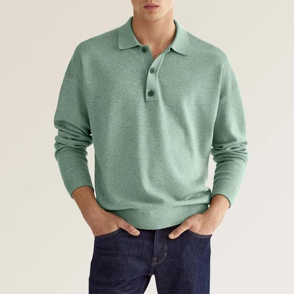 New Autumn Long Sleeve V-neck Buttons Men's Casual Jacket Polo Shirt LadyShow.Store