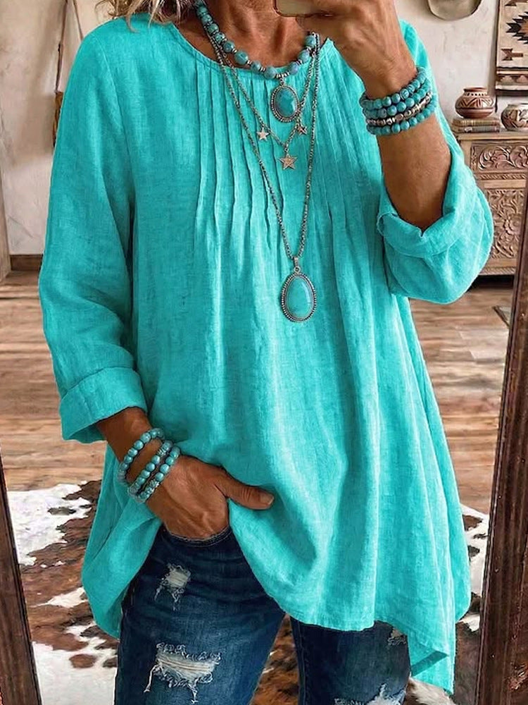 Womens Casual Crew-neck Long-sleeve Top NorixaFashion.com