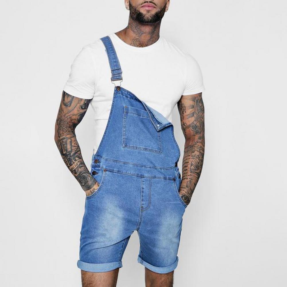 Pink Denim Overall Shorts for Men - Plus Size Summer Wear Pi-Mart