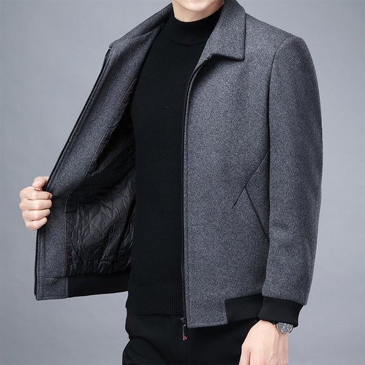 Men's Wool Lapel Cardigan Jacket for Autumn/Winter Pi-Mart