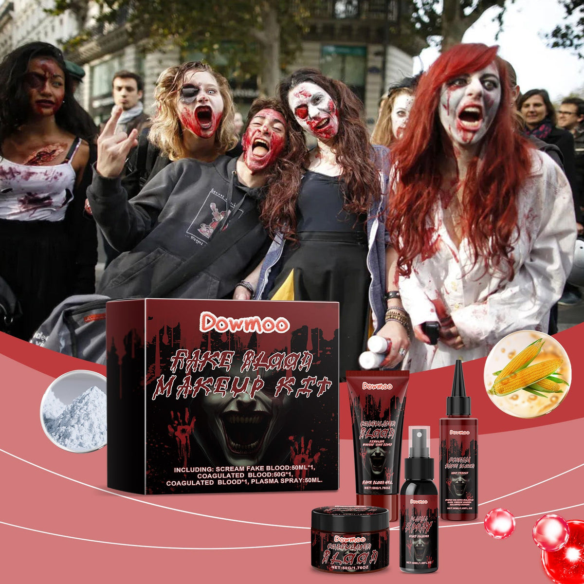 Halloween Fake Blood Effect Makeup Set 1 Set 1box Tri Light Beauty