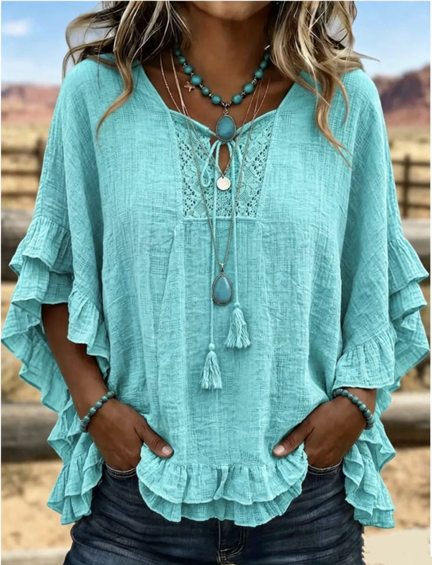 Seasonal European And American Cross-border V-neck Top NorixaFashion.com