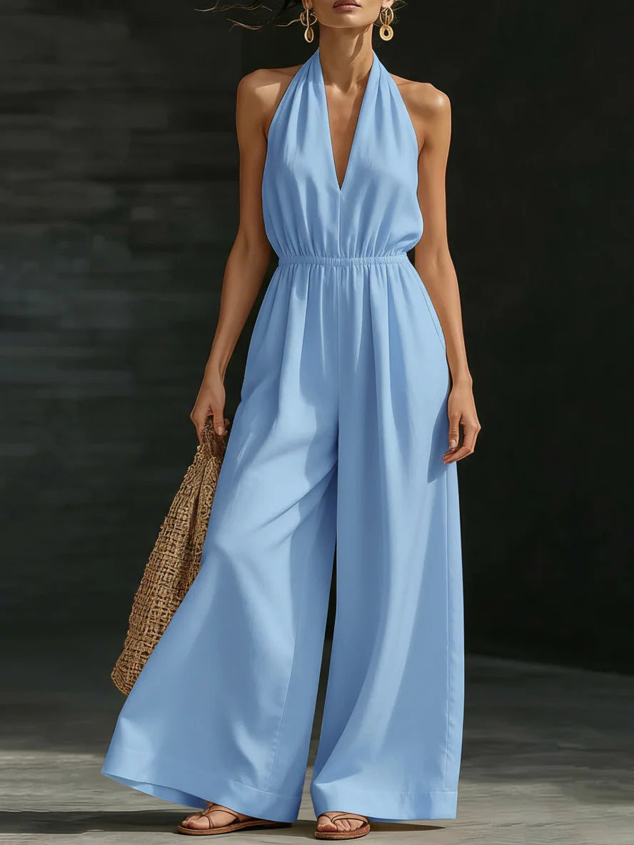 V-neck Halter Neck Jumpsuit For Women LadyShow.Store