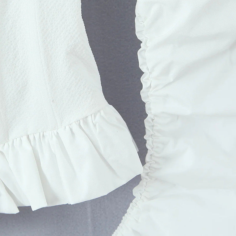 Square Neck Puff Sleeve Corset Peplum Top NorixaFashion.com