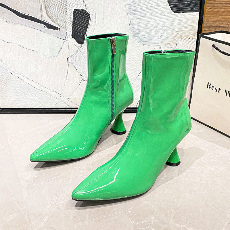 Women Boots Pointed Toe Ankle Boots Side Zipper Shoes LadyShow.Store