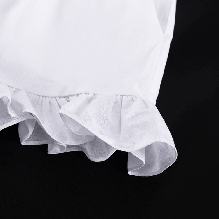 White Ruffled Linen-Blend Two-Piece Co-ord Set NorixaFashion.com