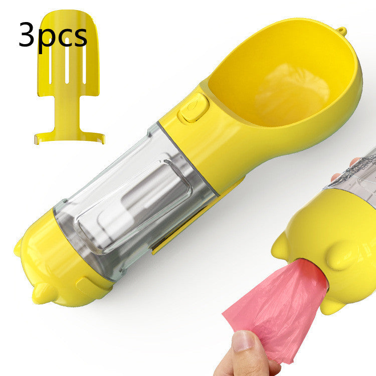 Pet Water Bottle Feeder Bowl Garbage Bag Storage Portable Pet Outdoor Travel 3 In 1 Dog Water Bottle Pets Fashion