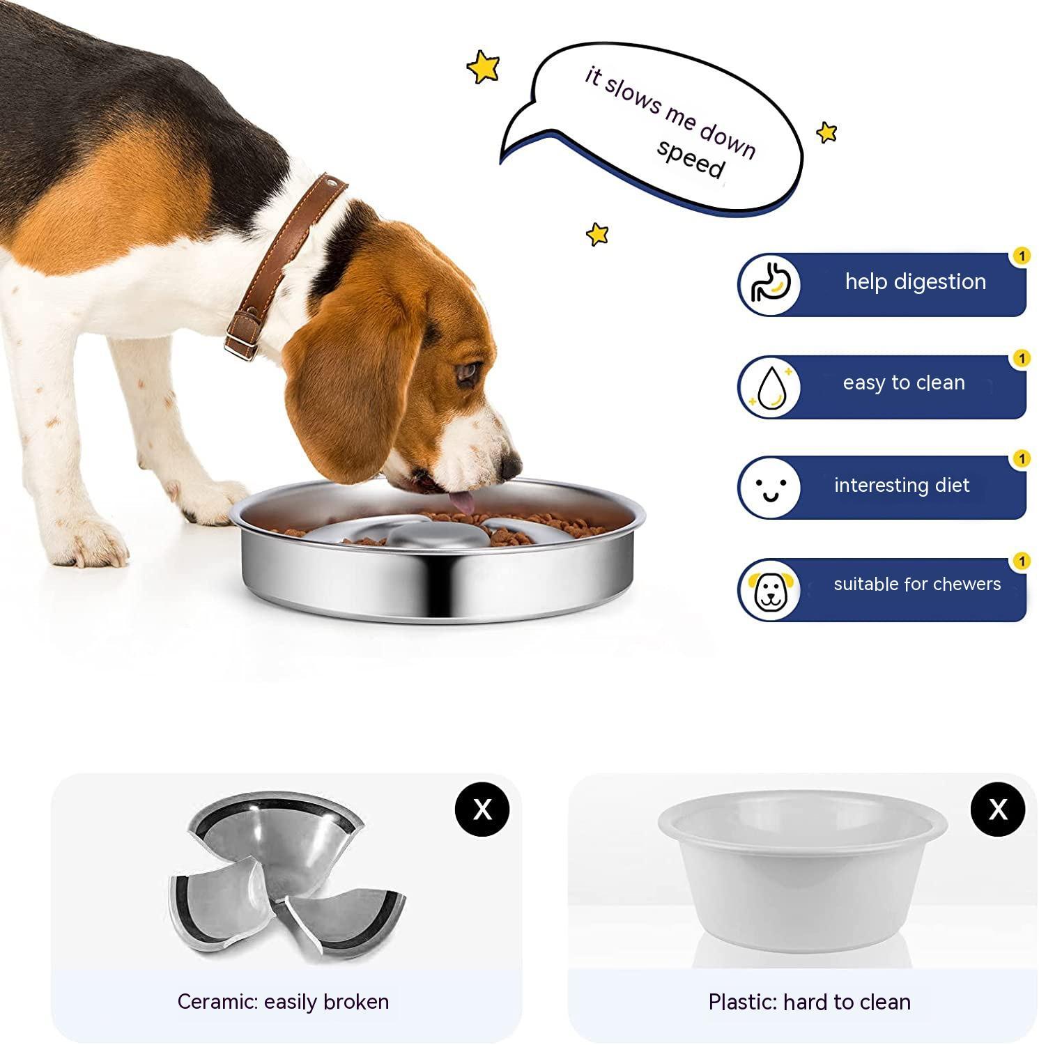 Pet Slow Feeding Bowl Stainless Steel Neck Protector Pets Fashion