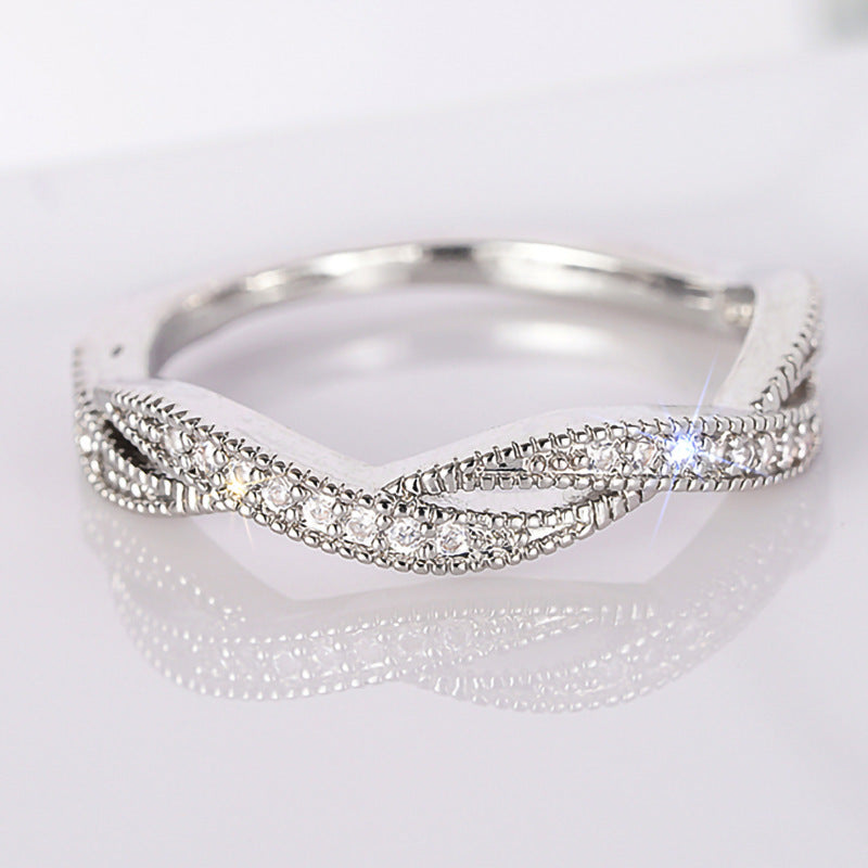 Everyday Lightweight Luxury Twisted-cross Wedding Ring Best YouTube Store