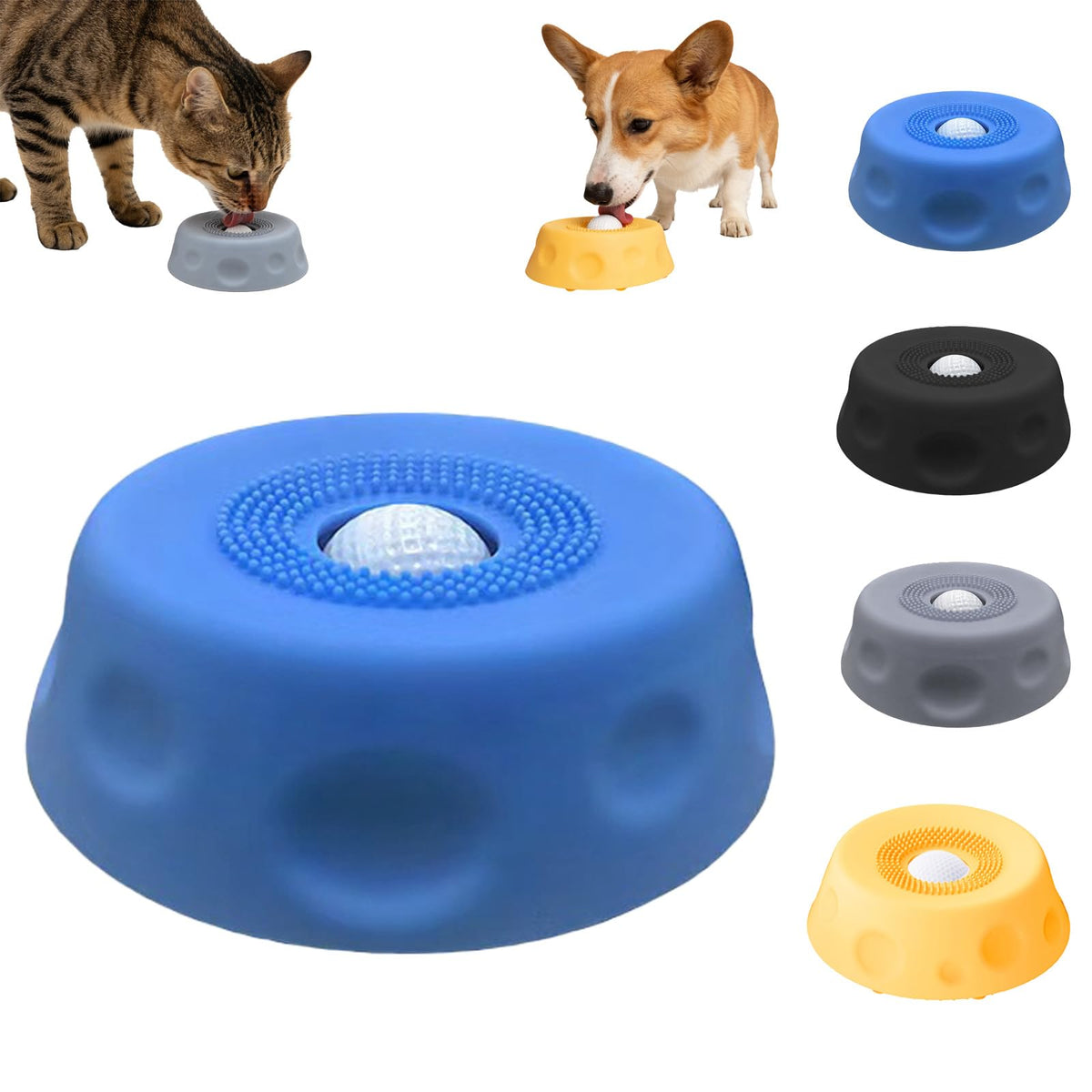 Dog Lick Bowl With Ball,Lick Ball Bowl For Dogs,Dog Licking Bowl With Rolling Ball,Slow Feeder Ball Bowl To Slow Pet Eating,Rolling Ball Dog Bowl Give Pet More Time To Enjoy Eating Pets Fashion
