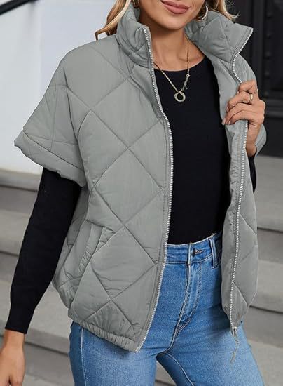 Casual Pocket Zipper Diamond Lattice Warm Jacket LadyShow.Store