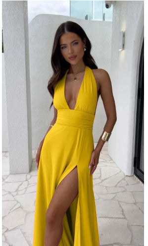 V-Neck Backless Strappy Dress NorixaFashion.com
