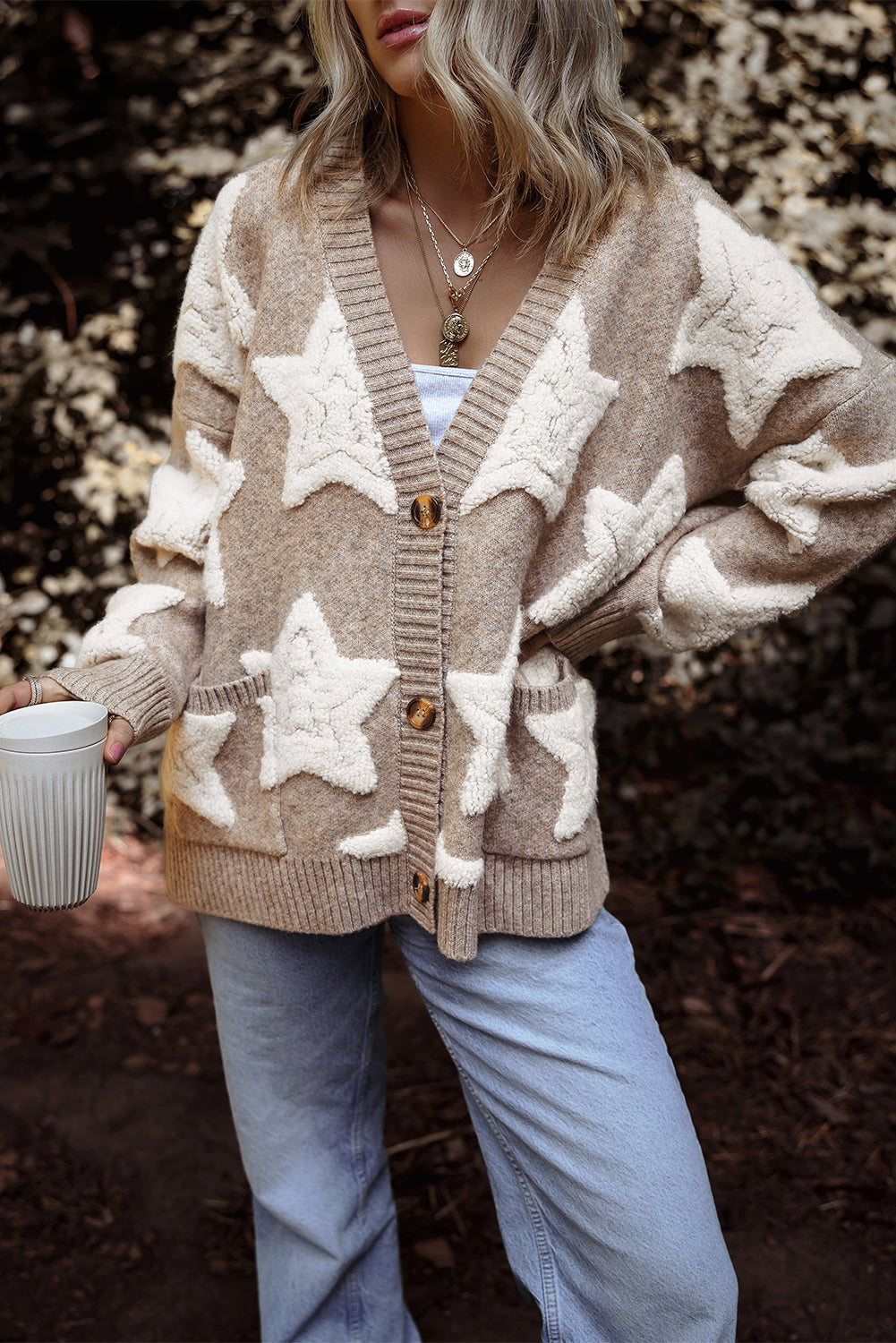 Clare Sherpa Star Cardigan LuxuryLifeWay Online Store