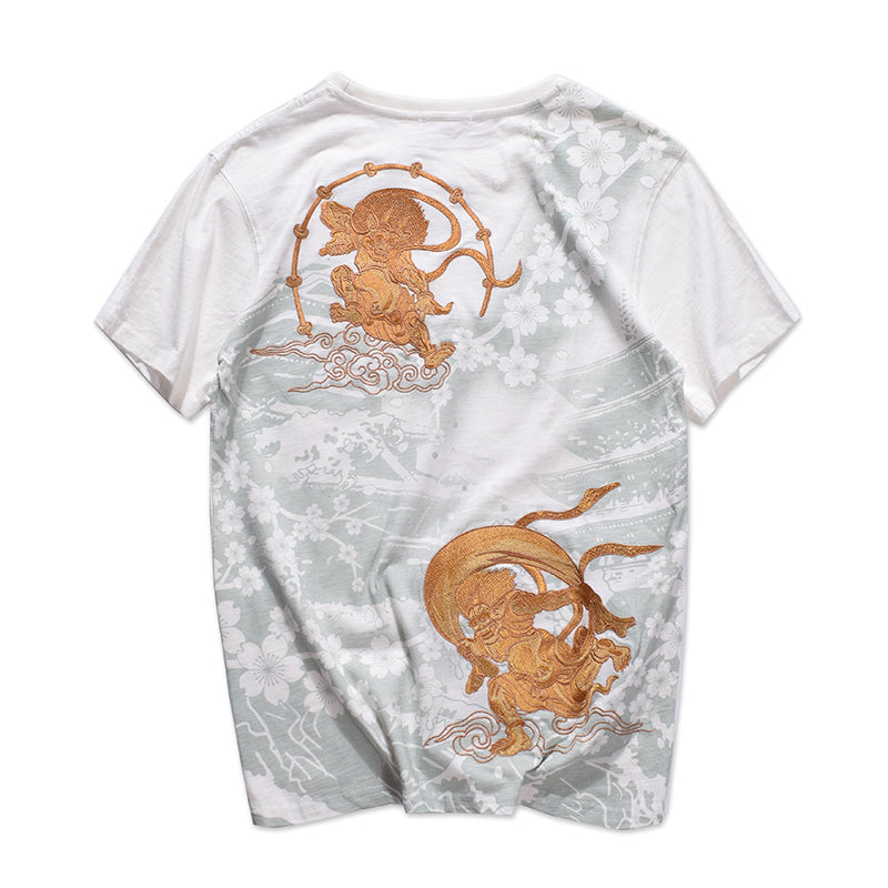 Men's Short Sleeve T-Shirt - Japanese Embroidered Design Pi-Mart