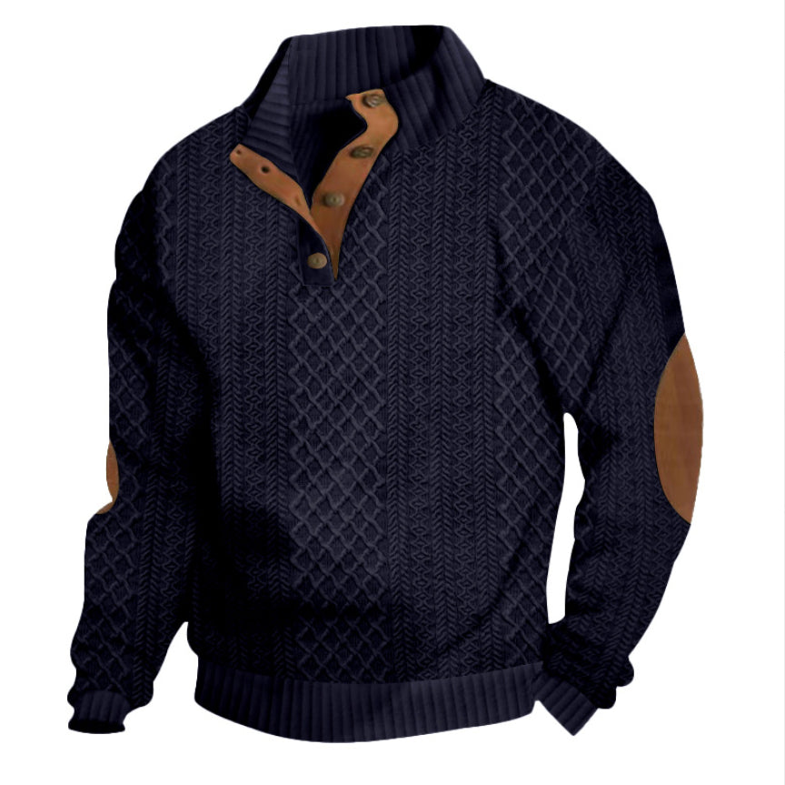 Stand Collar Long Sleeve Jacquard Knitted Pullover Sweater LadyShow.Store