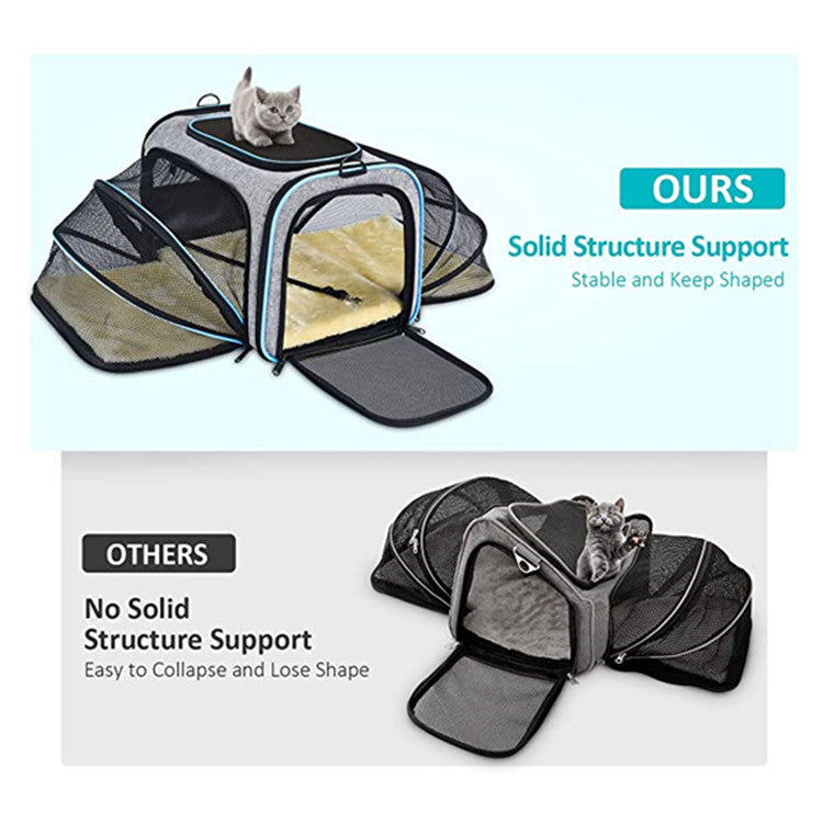 Carrier For Cat Pet Airline Approved Expandable Foldable Soft Dog Carrier Opened Doors Reflective Tapes Cat Travel Bag Pets Fashion