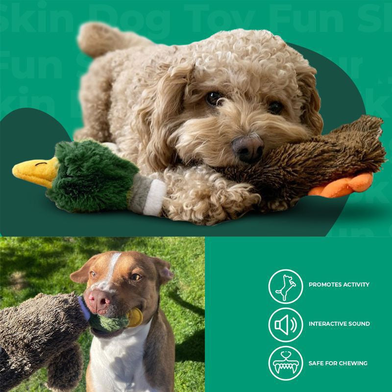 Best Pet Supplies 2-in-1 Stuffless Squeaky Dog Toys With Soft, Durable Fabric For Small, Medium, And Large Pets, No Stuffing For Indoor Play, Supports Active Biting And Play - 1Wild Duck Pets Fashion