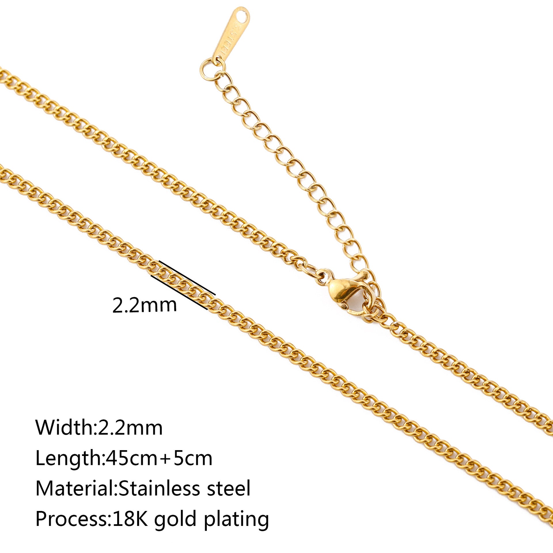 Stainless Steel Vacuum Vapor Plating 18K Gold Color Protection Lip Chain Accessories CJD