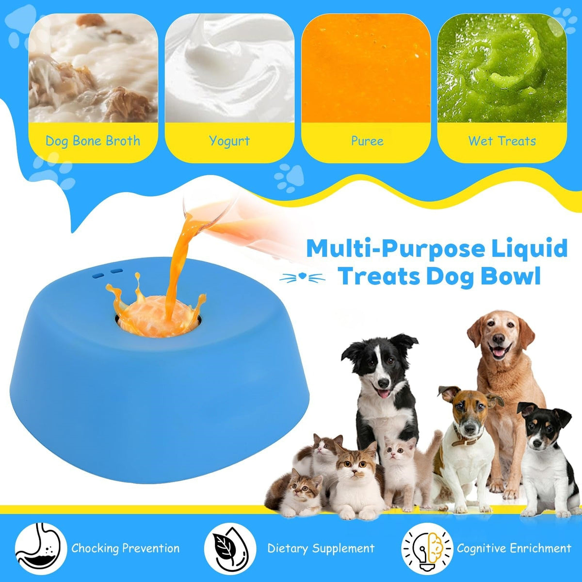 Pet Slow Feeder Non-Slip Spherical Dog Licking Bowl Anti-Choking Dog Bowl Lick Toy For Liquid Treats Bone Broth Yogurt Pets Fashion