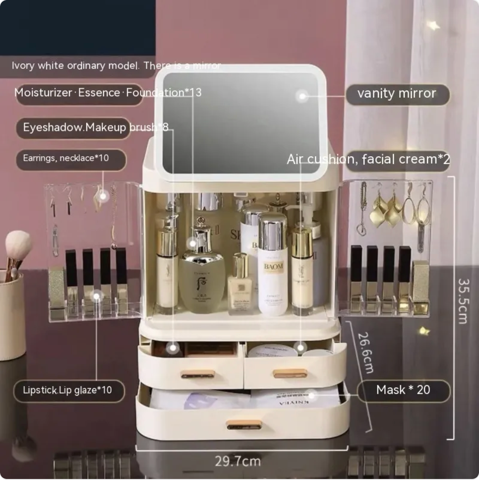 Large-Capacity Desktop Makeup Organizer with Mirror and Light LadyShow.Store