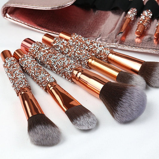 Set Of 10 Diamond Handle Makeup Brushes Beauty Tools Makeup LadyShow.Store