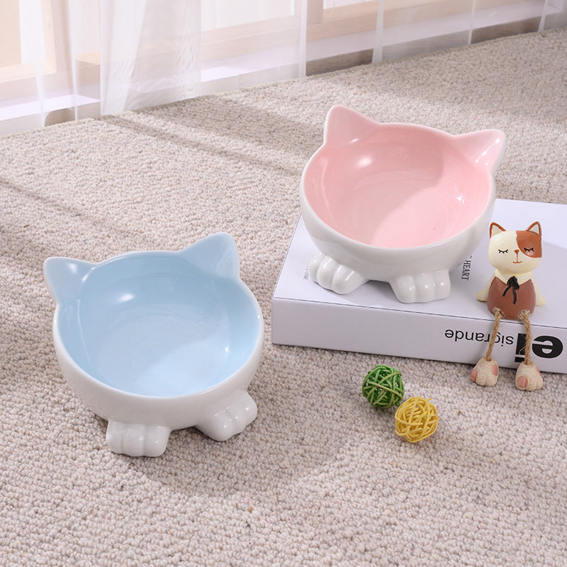 Ceramic Cat Bowl Anti Overturn Slanted Mouth Pets Fashion
