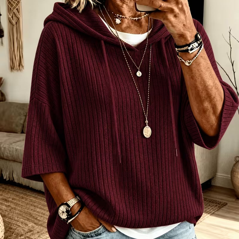 Solid-color Hoodie With Double Hoods And A Drawstring NorixaFashion.com