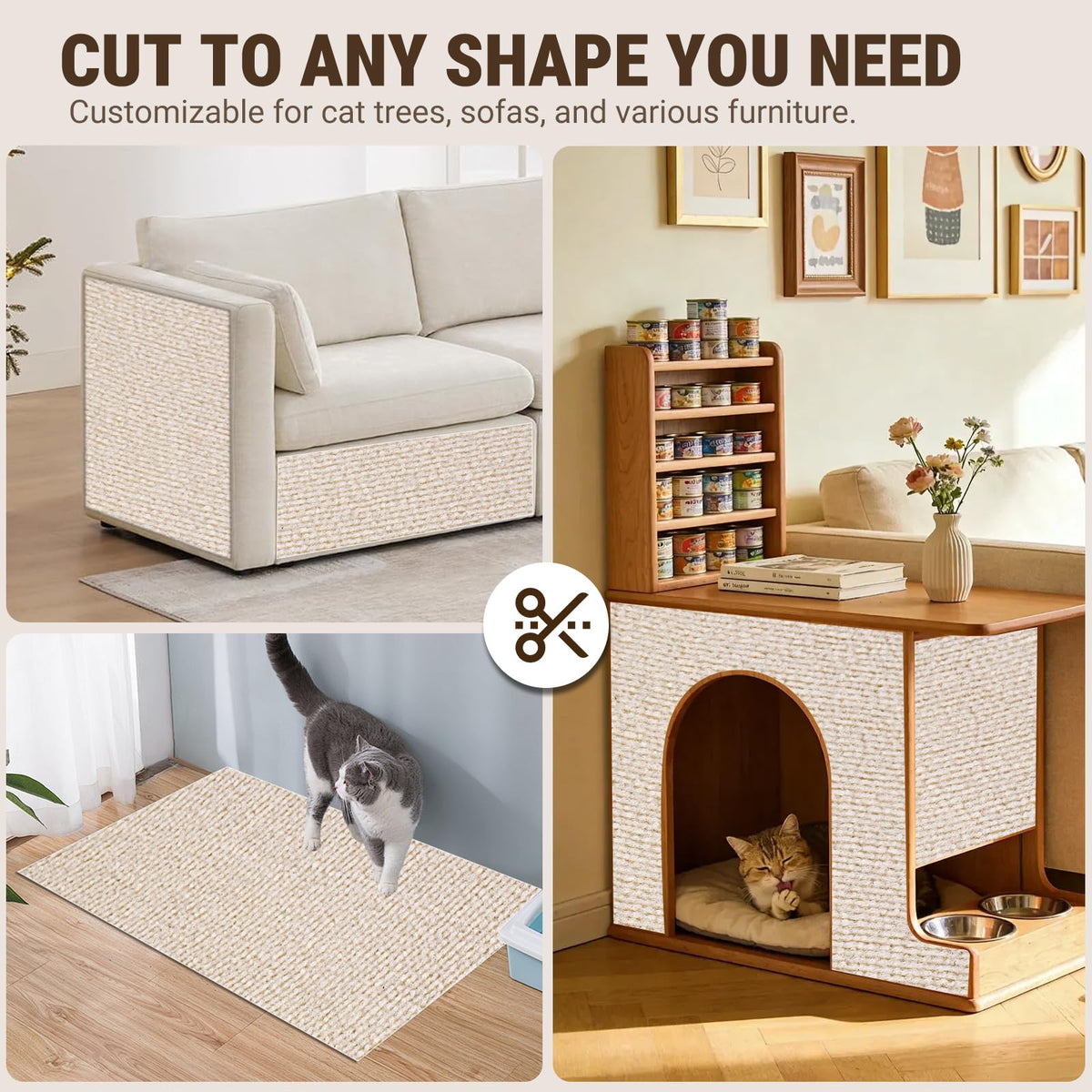 Cat Scratch Furniture Protector, DIY Cat Scratching Mat For Couch, Sofa, Wall,Cat Post,Cat Tree Durable Furniture Guards Couch Scratcher From Cats Claws Scratching For Indoor Pets Fashion