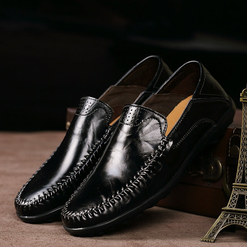 Men's Casual Leather Shoes Lightweight And Versatile British-style Round Toe Best YouTube Store