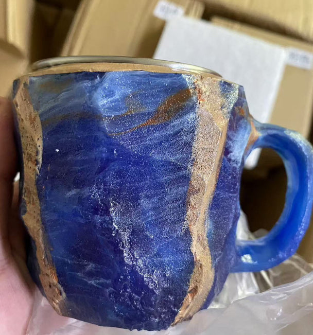 400ml Resin Mineral Crystal Coffee Mugs With Handles Elegant Fake Mineral Crystal Cup For Workplace Home Decor Christmas Gift Kitchen Gadgets PearlNestDecor.com