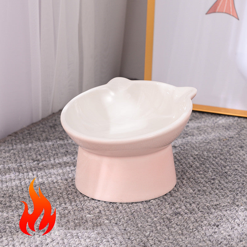 Ceramic Cat Bowl Anti Overturn Slanted Mouth Pets Fashion