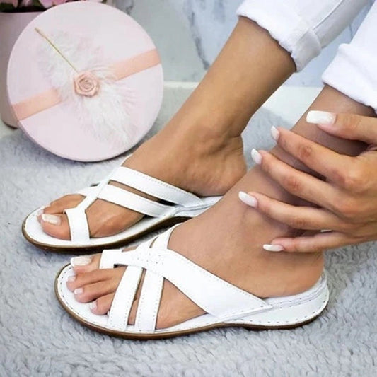 Retro Women's Wedge Heel European And American Casual Plus Size Shoes Solid Color Sandals LadyShow.Store