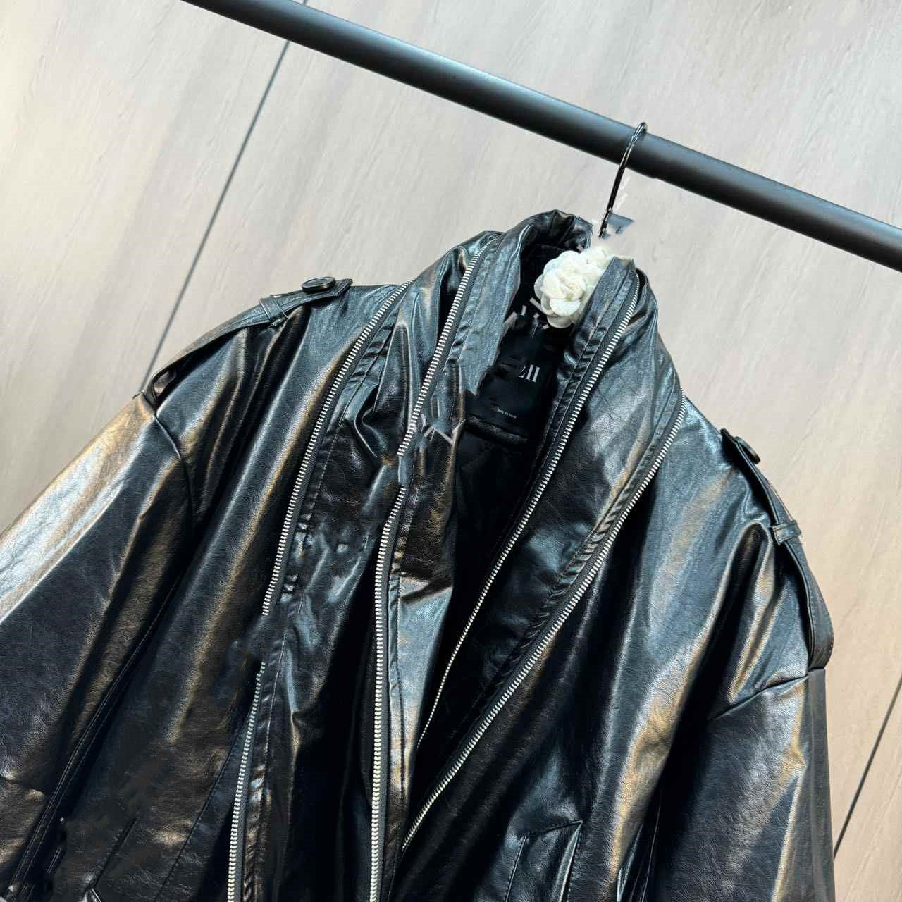 Cuffed Zipper Collar Button PU Leather Jacket Cotton Padded Jacket Best YouTube Store