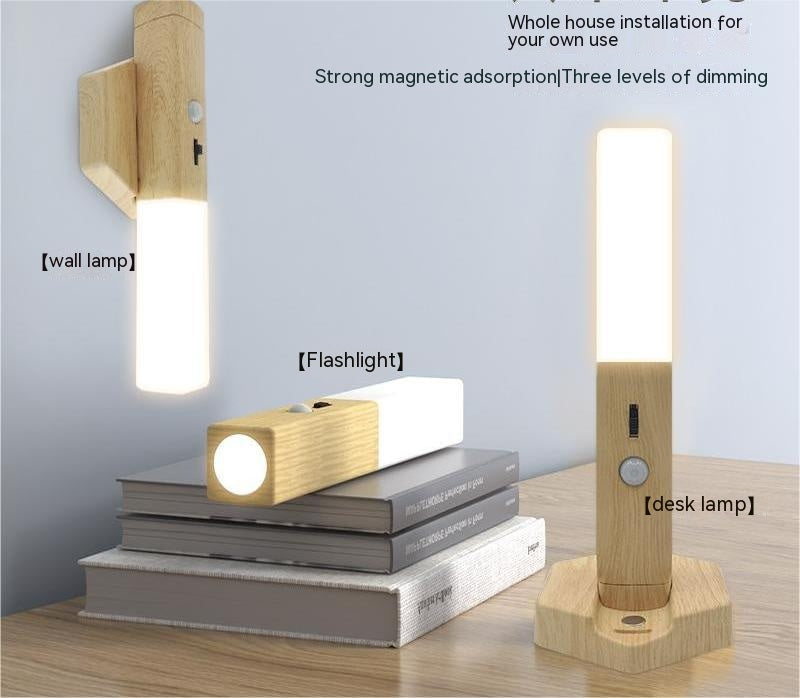 Smart Home Wooden Small Night Lamp Lamp LED Induction