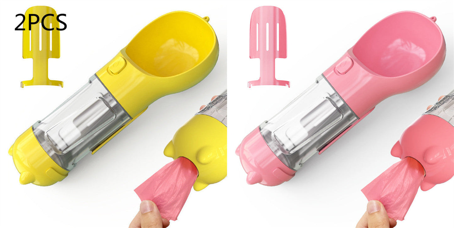 Pet Water Bottle Feeder Bowl Garbage Bag Storage Portable Pet Outdoor Travel 3 In 1 Dog Water Bottle Pets Fashion