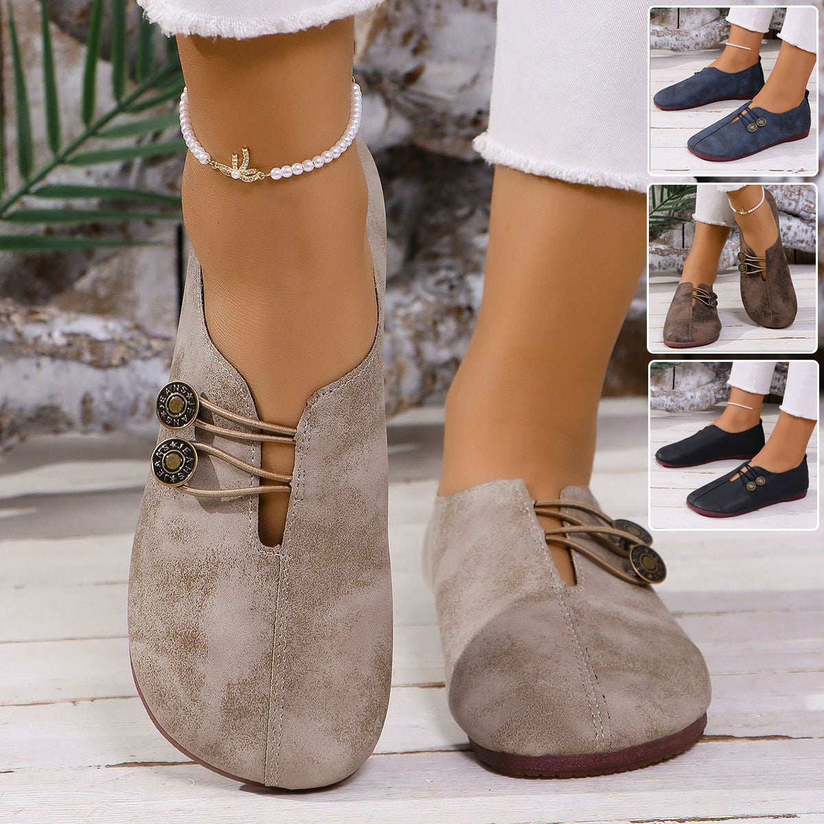 Ins Square Toe Slip-on Sandals Summer Fashion Soft Flat Shoes For Women CJD